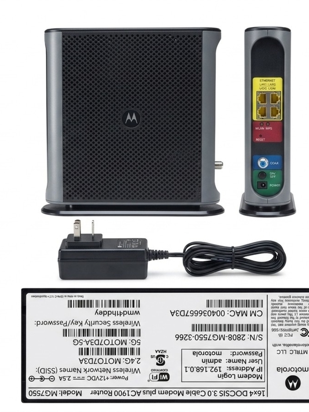 Motorola Black and Dark Gray Cable Modem Router - Picture 2 of 2